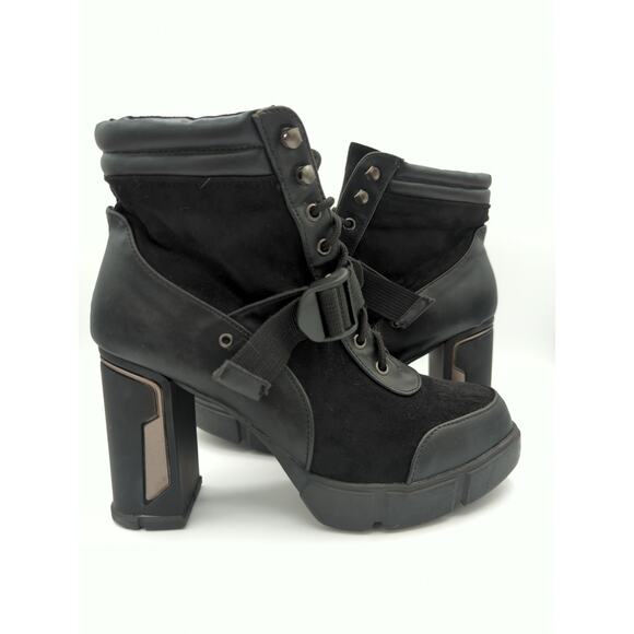 Atalina | AD9030 Heeled Lace Up Side Zip Ankle Bootie | Size 10 - Picture 5 of 9